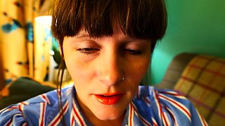 Cumshot wanting amateur MILF wanks cock in POV video