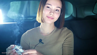 Sexy Russian Babe Smoking Cigarette Natural Setting
