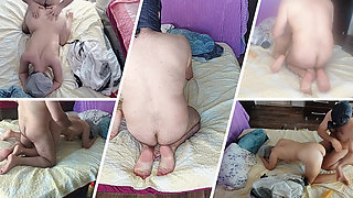 Sensual massage of a hot couple with oil on the body.