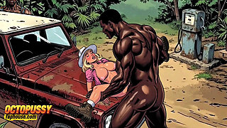 Jungle Gas Station: a Black Pump for a White Wife. BBC Wife Cuckold