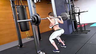 Friend Stepmom Teaching Me Streching Workout In Gym