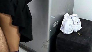 The neighbour entices me while I repair her washing machine