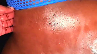 Big Ass Ebony Trying on Blue Bikini Set