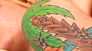 Black guy fucks his blonde tattooed girlfriend with his huge dick