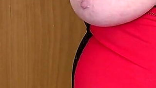 Aunty Sandra Sexy Red Girdle and Cute Slides Vgq35