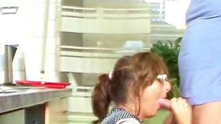 German grandma with glasses pays the homeworker bill with sex