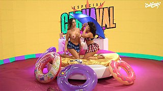 Hot Lesbians Play Erotic Roulette at Wild Carnival Party