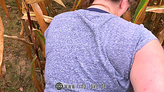 Risky Sex, Chubby Teen Fucked in Cornfield and Got Caught