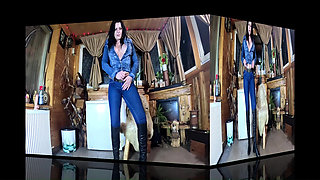 Tight Jeans Cameltoe JOI, Gold Thong Wedgies and Wet Spit Dildo Worship