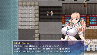 Hentai featuring a flat-chested mommy character in the nude kitchen