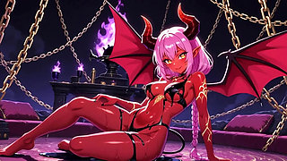 Stunning Succubus Nobles With Perfect Voluptuous Bodies Covered In Thick Shiny Black Oil Dancing Very Sensually In Floating Pala