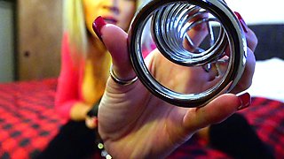 Blonde fetish slut in lingerie dances