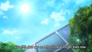 Innocent anime lady lets her lover in for the first time