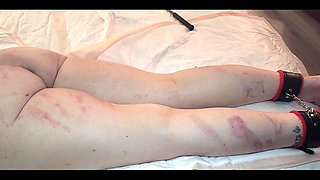 My Beautiful Size 13 Womens Feet and Long Legs Being Flogged and Whipped with a Belt and Crop While Tied Together with Manacles