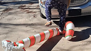 Big Beautiful Woman Nurse Vicki Crushes This Blow up Candy Cane