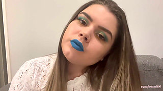Play with smoke with light blue lipstick