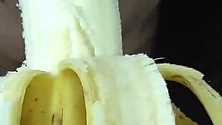 Ebony teen banana eating!