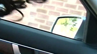 Busty ebony chick fucked in the car and outdoor in POV