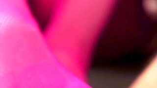POV Pink Pantyhouse Footjob