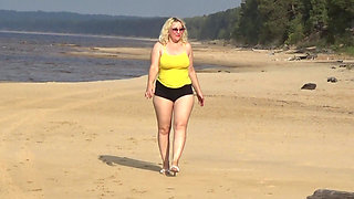 Big Ass in Mini Shorts - Walk on Beach.