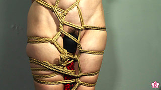Slave Mila Tightly Tied in Orgasm Torment with Rope Bondage and Bound Orgasms