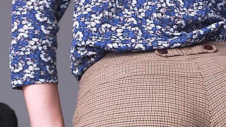 Hot Secretary Teasing Visible Panty Line In Tight Work Trousers