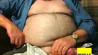 Hairy Grandpa Bear Strokes His Big Cock