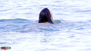 Nathalie Sainlouis: Nathalie Sainlouis Gives Jorge a Good Blowjob on the Beach