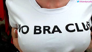 Slutty amateur flashing her big boobs in the backseat