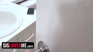 Sislovesme - hidden cam stepbro creeps on his stepsis Alex Blake while she masturbating in the douche