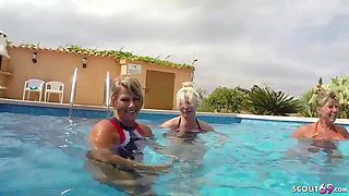 GERMAN MILFs help Guy to Cum on Holiday in FFFM: Blowjob, Amateur  Handjob Porn