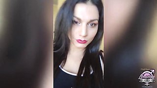 Nikki Montero Strokes Shemale Cock in Pink Miniskirt Cumshot