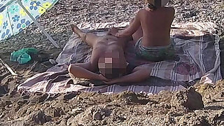Exhibitionist Wife Outdoor Amateur MILF Blowjob & Handjob Big Cock on Nudity Beach Public in Front of Voyeur with Cum
