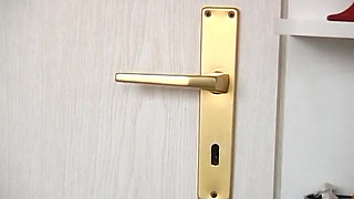 Gorgeous brunette taking a shower