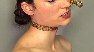Slave Mila Tied to Post by Neck Rope Tries to Distract Herself by Reaching Multiple Orgasms While Balancing on Tiptoes (1080p)