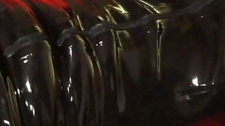 Latex Danielle got an orgasm with a massage vibrator