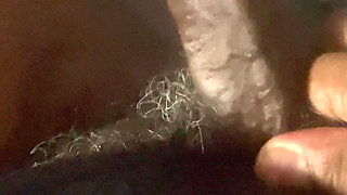 Wanking stiff black cock
