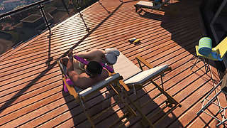 GTA V Big Booty Lady in pink gloves destroys Franklin Part 3