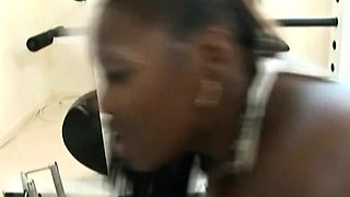 Curvy Ebony BBW Gets Pounded in Gym by White Stud