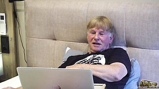 He Was Just Watching Porn Until a Hot Blonde Walked In and Asked to Get Fucked