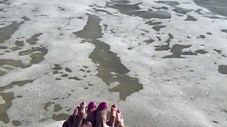 Waves Crashing on Size 16 Feet & Legs