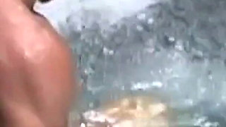 Bootylicious Blonde Has a Passionate Fucking by the Pool and Gets Cum Splashed Face.