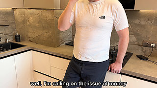 My Friend His Debt with His Wife - Tiny Pussy and Deep Throat - Russian Amateur with Talk and Subtitles