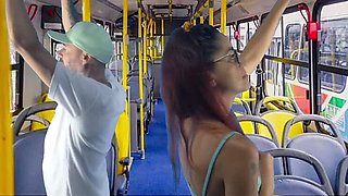 Public Transport Sex - Amateur Couple Fucking Doggy Style on Bus with Fanny Squirting