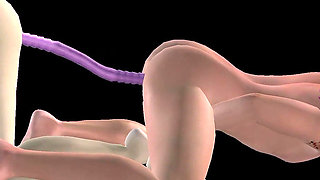 Animated 3D Porn - Beautiful Girl Strap on Fucks Asian Man Then Double Dildo Doggy