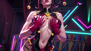 Clown Girl Covered in Thick Cum - Ahegao & Tit Play Compilation