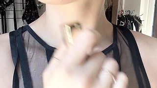 Hot Brunette In Stockings Masturbates Hard