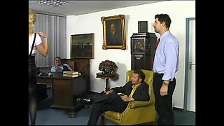 Fantastic MILF Secretaries Ass Fucked and Cummed in Mouth in Work Group Sex