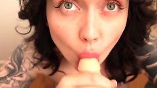Solo Girl Dildo Sucking and Soaking Wet Pussy Play