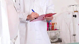 Big busty muslim teen girl Zeynep Rossa gets anal temperature measured by 2 old doctors